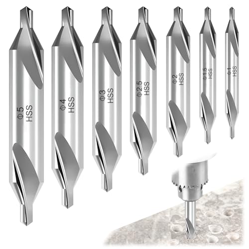 Foret a Centrer,Lot de 7 Forets à Centrer HSS,60° Forets de centrage HSS,Meche à Centrer,Foret à Deux Extrémités,Center Drill Bits,pour Traitement...