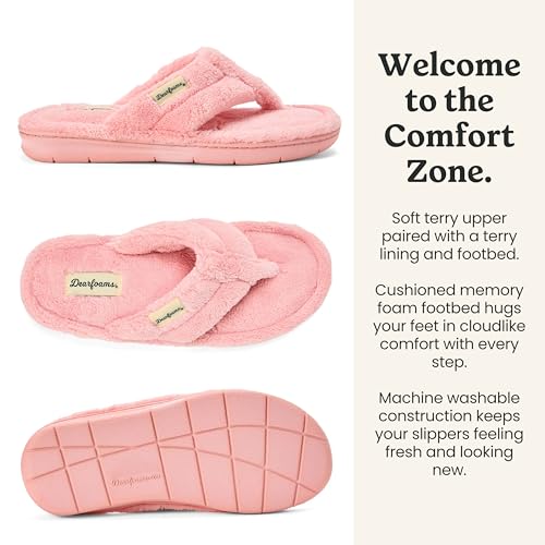 Image of Dearfoams Women's Melanie Colorblocked Microfiber Terry Thong Slipper