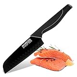 Nirosta Santoku Messer Wave 30 cm – Hochwertiger Edelstahl – Santokumesser in Profi-Qualität für Gemüse, Fleisch & Co – Beschichtete Klinge für einfacheres Schneiden – Soft-Touch-Griff
