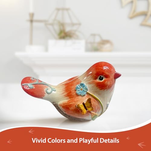 Figura decorativa de ave naranja de resina de 4.3 pulgadas miniatura 3