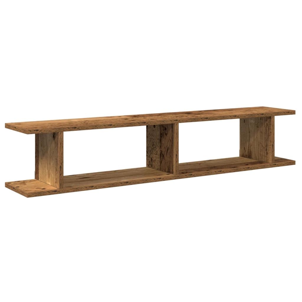 Wandregale 2 STK. Altholz-Optik 105x18x20 cm Holzwerkstoff | Multifunktional, Wohnzimmer Büro Arbeitszimmer, Feuchtes Tuch Reinigung, Flexible Anordnung