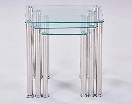 Euro Tische 3er Set Couchtisch Glas mit Sicherheitsglas - Glastisch perfekt...