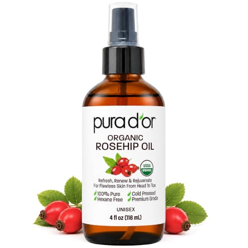 Get Radiant Skin Naturally: Essential Skincare Secrets 17 PURA D'OR USDA ORGANIC Rosehip Seed Oil Pure Cold-Pressed for Fac...