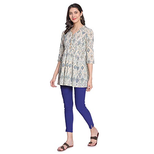 Image of Rapsodia Women Abstract Printed Cotton Short Kurta (Off White)