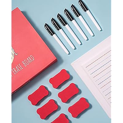 Gamenote 6 Pack Magnetic Small White Board Set & Rotating Art Supplies Organizer