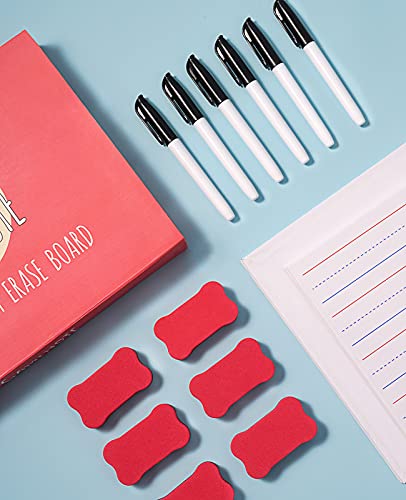 Gamenote 6 Pack Magnetic Small White Board Set & Wooden Pen Holder & Pencil Holders