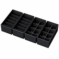 Drawer Organizer Set for Clothes, 4 Pack Fabric Storage Dividers for Clothes, Socks, Underwear, Tie, Belt (Black)