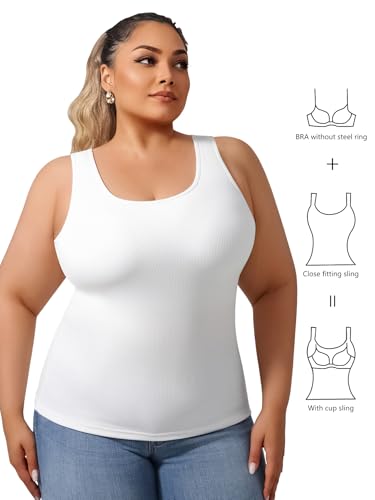 Plus Size Simple Shapewear Top-Sculpting, Tummy Control Vest with Built-in Bra for Fall & Winter-Comfortable Tank Tops2