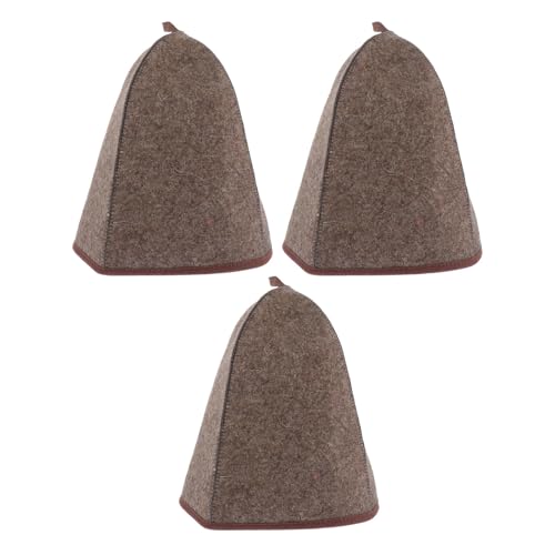TOYANDONA Gorros de Sauna de Fieltro de Lana 3 Unidades Color Marrón Oscuro Diseño Alto y Absorbente Protector Térmico para SPA Baño de Vapor y Uso Sauna Profesional