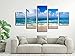 Pyradecor Seaside Large Modern Seascape 5 panels Canvas Prints Landscape Pictures Paintings on Canvas Wall Art Ready to Hang for Living Room Bedroom Home Decorations L
