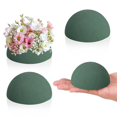Lokipa 4 Pack Small Floral Foam Half Ball, Floral Foam Round Half Ball Floral Foam For Artificial Plant Floral Arrangement Wedding Garden Decorations(3.54X1.77Inch)