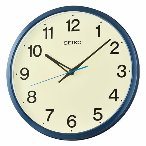 SEIKO QHA019LLH Wall Clock Blue/White 12 Inches