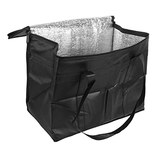 HOLIDYOYO Bolsa De Hielo Termal Bolsa De Comestibles Reutilizable Aislada Bolsas Con Aislamiento De Frío y Calor Bolsa Más Fría Bolsa Reutilizable Bolso De Mano Negro Tela No Tejida