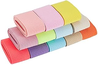 BENECREAT 37 Yards/34m 20mm Wide Foldover Ribbon Elastic Stretch 34 Colors FOE Elastic Band for Hair Ties Headbands