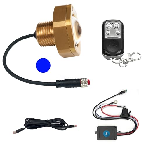 NBWDY Blue Boat Drain Plug Light,IP68 Underwater Boat Lights with APP Remote Control,Replaces Standard 1/2