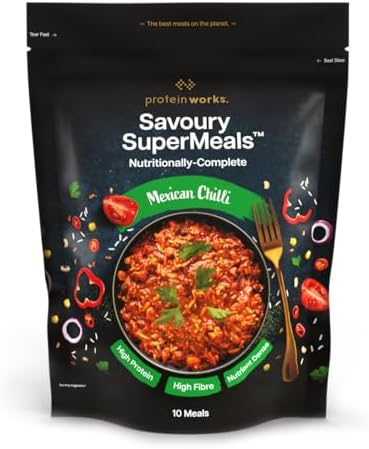 Protein Works | Savoury SuperMeals, Mexican Chilli, 10 Mahlzeiten | Herzhaftes Fertiggericht, Vegane Protein-Mahlzeit, Ballaststoffreich, 26 Vitamine & Mineralstoffe, Nährstoffreic
