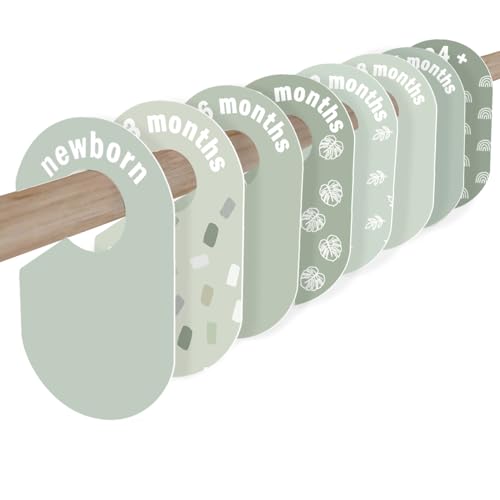 Image of Baby Closet Dividers 8 Pack – Baby Clothes Organizer, Green Leaf Baby Closet Organizer for Neutral Nursery, Baby Clothes Dividers for Closet (Green)