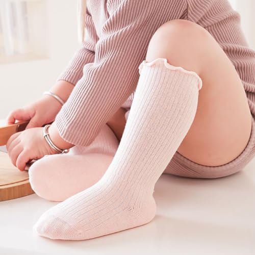 6 Pairs Baby Toddler Knee Hight Ruffle Socks Infant Kids Boys Girls Cotton Socks4