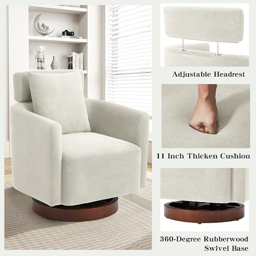 Sillón Giratorio Plegable Beige miniatura 5