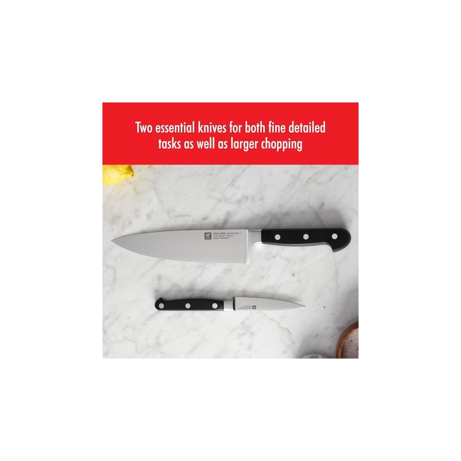 ZWILLING Professional S 2-Piece Razor-Sharp German Chef's Knife Set, Made in Company-Owned German Factory with Special Formula Steel perfected for almost 300 Years, Dishwasher Safe