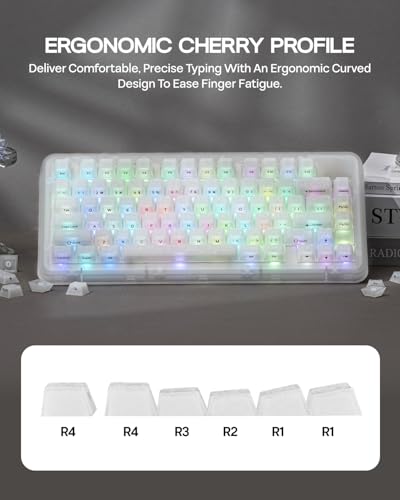 Image of EPOMAKER Frost Jelly Keycaps Set, 126 Keys Forged Carbon Fiber Keycaps | Cherry Profile, ABS+PC, MX-Style Compatible for 61 /68 /84 /87 /98 /100 /104 /108 ANSI Layout Mechanical Gaming Keyboards (White)