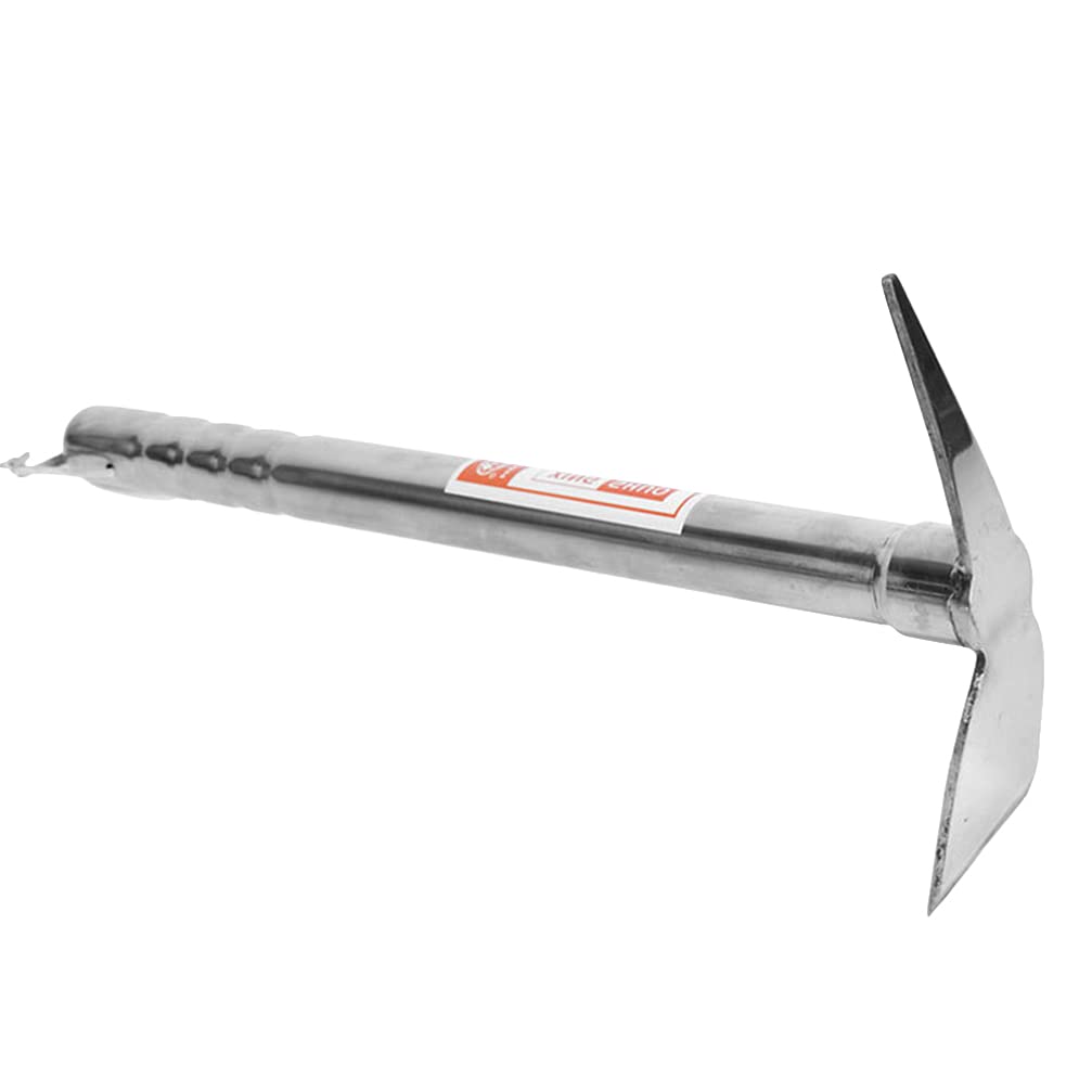 Happyyami Garden Stainless Steel Weeding Garden Hoe Long Handle Garden Hand Weeder Tool for Cutting Grass Digging Loosening Gardening Planting Silver