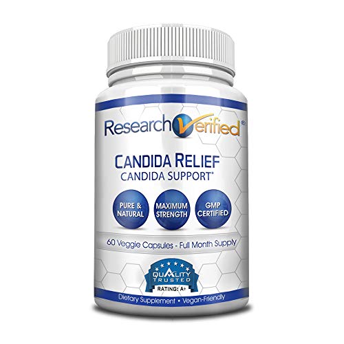 Research Verified Candida Relief - #1 Yeast Infection & Candida Supplement - 100% Natural - w/ 5 strains of probiotic Healthy Bacteria and Vitamins B & C - 100% Money Back - 1 Bottle (1 Month Supply)
