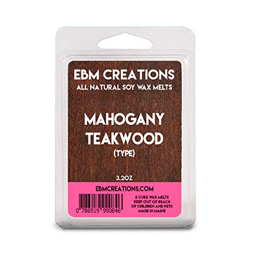 Mahogany Teakwood (Type) - Scented All Natural Soy Wax Melts - 6 Cube Clamshell 3.2oz Highly Scented!