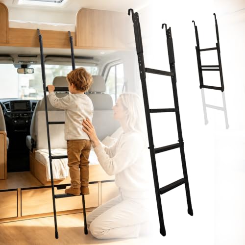 Adjustable RV Bunk Ladder 52-64 Inch Folding Camper Ladder 350 lb