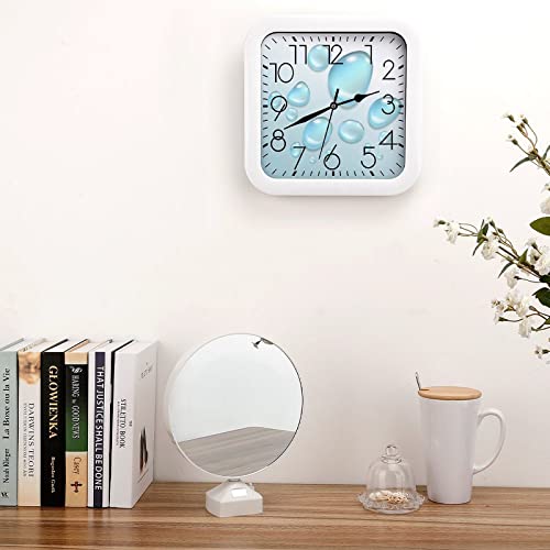 Pendule murale silencieuse moderne bleue design goutte d'eau 26x26cm - 5