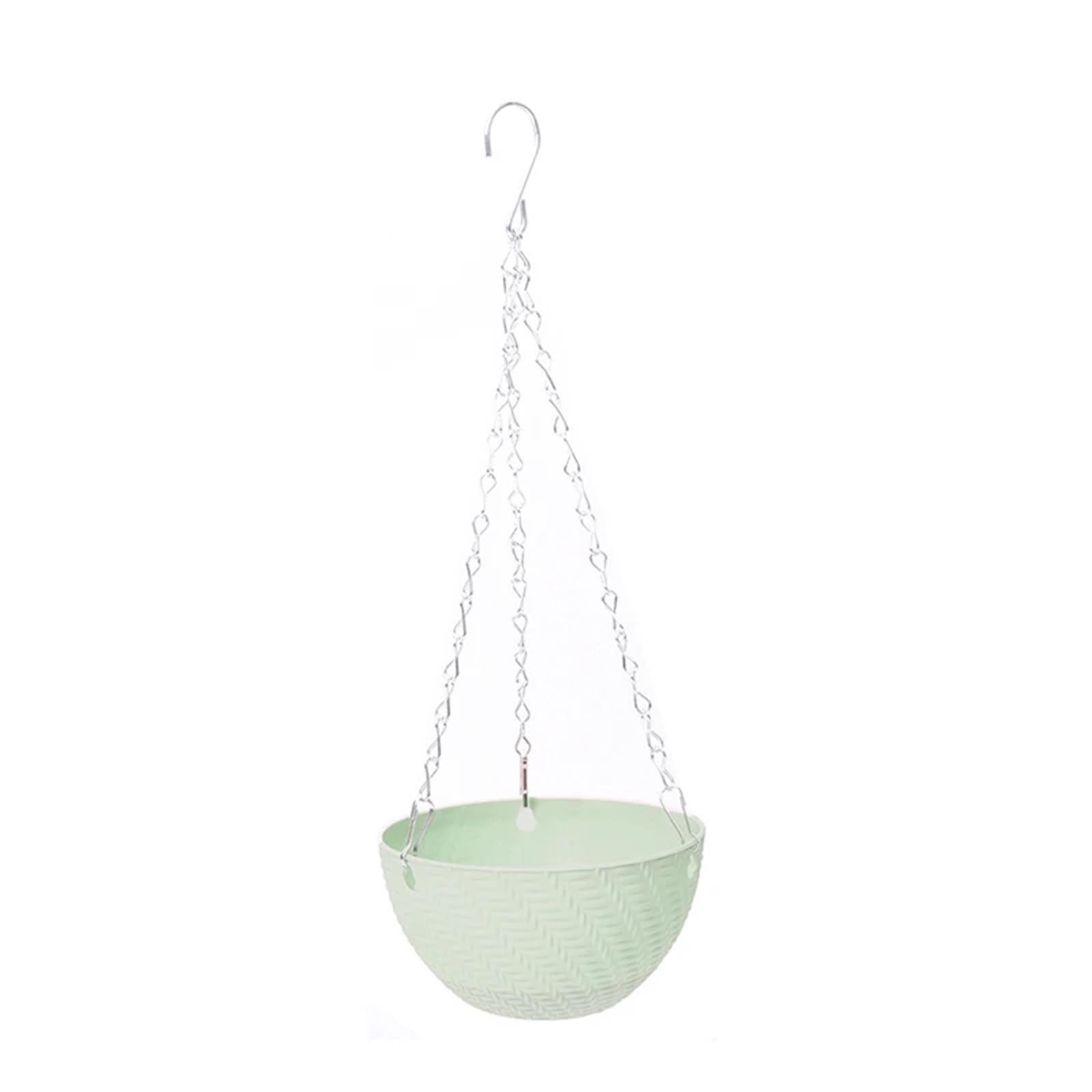 WUYXTO 2 Set Attractive Woven Look Chain Hanging Planters Flower Pot Basket Imitation Rattan Weaving For Indoor And Outdoor Use For plant(Green)