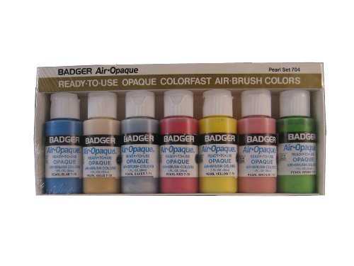 Badger Air-Brush Company Air-Opaque Airbrush Ready Water Based Acrylic Paint, Pearl, 1-Ounce Each, Set of 7 Badger Air-Brush Company Air-Opaque Airbrush Ready Water Based Acrylic Paint, Pearl, 1-Ounce Each, Set of 7