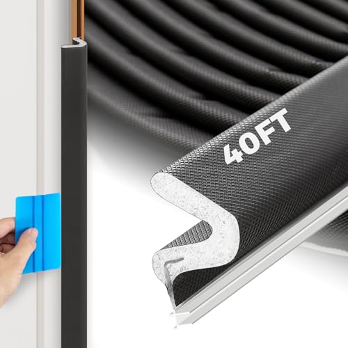 Weather Stripping Door Seal, 40 FT Kerf Foam Strip for Large Gaps, Black