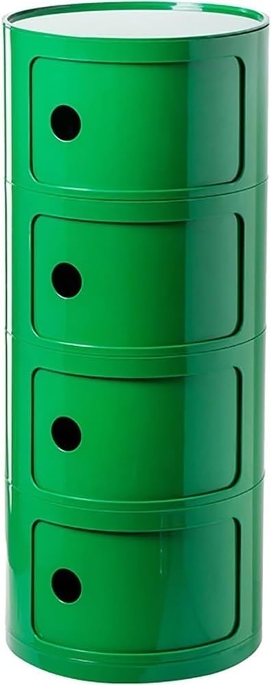 Small Bathroom Cabinet, Round Nightstand, 13 INCH Plastic Bed Side Table with Slide Drawers, Bedside Table with Storage, Unique End Table, Side Table for Living Room Bedroom Desk Bathroom(Green,13x30i