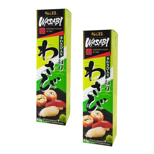 S&B® | Pasta di Rafano Piccante con Wasabi | Tubetto Pasta Wasabi Condimento Salsa - 2 x 43 Gr