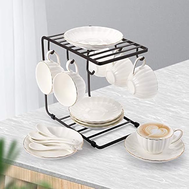 Hedume 2 Pack Metal Wire Tree Stand for Mug, Countertop or Pantry Vintage Metal Mug Rack Holder for Counter 6 Hooks Coffee Cup Display Hanger Rack Organizer