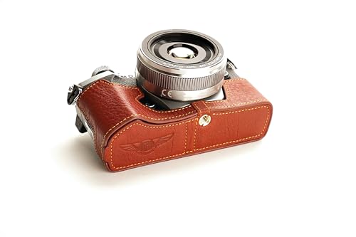 Demi étui en cuir véritable marron pour Olympus OM-D E-M5 II