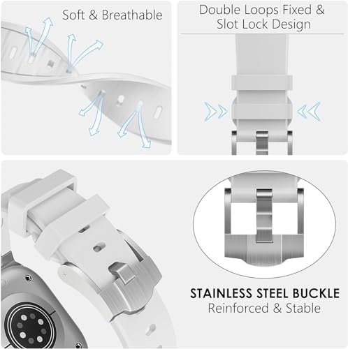 Image of Compatible Apple Ultra Watch Band 49mm 45mm 44mm 42mm Liquid Silicone Design Strap with Stainless Steel Adapter for iWatch SE Series 9 8 7 6 5 4 3 2 and Ultra for Men and Women