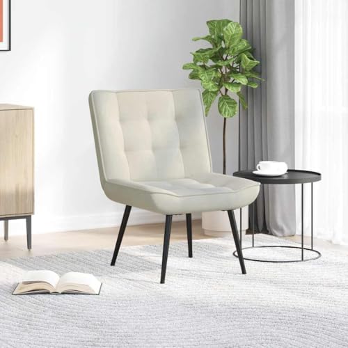 WERNBUPS Relaxsessel mit Fußhocker Creme 64x74x84 cm Samt, gemütlicher Samtsessel mit weicher Polsterung und bequemer Rückenlehne, Stabiler Metall- und Sperrholzständer, vielseitig