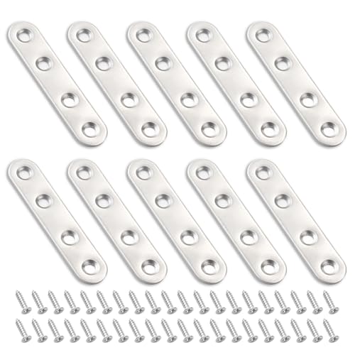 Ａｉｂｂｏｙｉジョイント金具 フラット16個 接合金具ステンレス 4穴I字金具 76x16mm連結金具 家具固定金具 木工DIY 修理 補強金具 66個ネジ付き