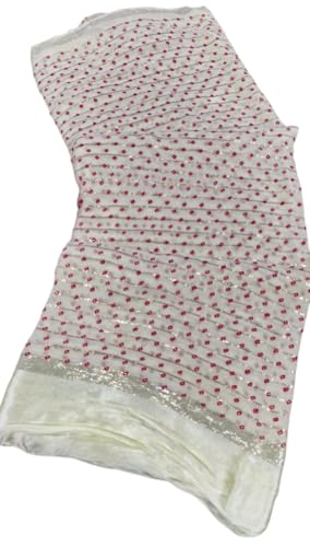 Image of Women's Pure Viscose Bandhej Print Georgette Saree with Silver Border & Blouse Peice