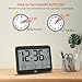 WallarGe Atomic Digital Wall Clock Battery Operated, Self-Setting, Large Display with Temperature, Date, Day of The Week, Silent Wall Mount Digital Clock, 4 Time Zones, DST