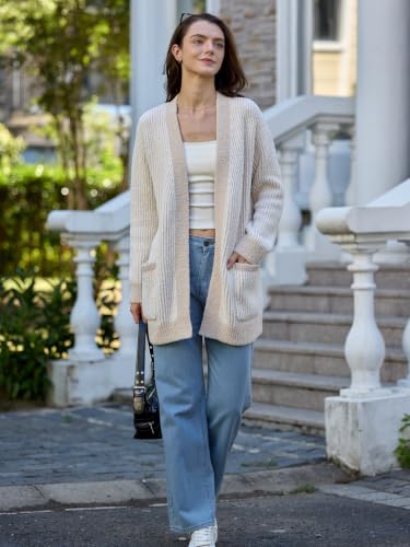 Image of Snuggle Sac Cardigan Sweaters for Women with Pocket Trendy Casual Long Sleeve Tops Open Front Fall Winter Coats