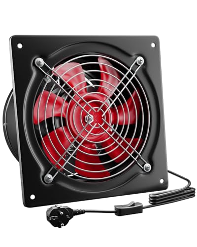 Hon&Guan Abluftventilator 150mm mit Schalter, 525m³/h Industrie Rauchabzug Wandventilator Abluft mit Rücklaufklappe, Badlüfter Rostfreies Eisen mit...