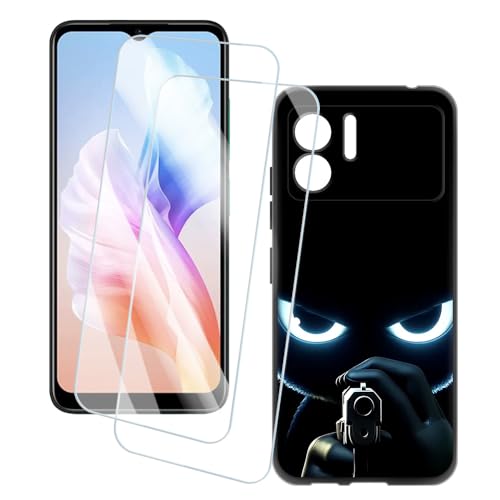 OAGELIM 2�Z�b�g �X�N���[���v���e�N�^�[ + �P�[�X Doogee N50 (6.52 �C���`) �Ƃ̌݊������� �A�[�e�B�X�e�B�b�N�J�X�^���v�����g�J�o�[�Ƌ����K���X�t�B���� �X�N���b�`�h�~ (�Ə�)