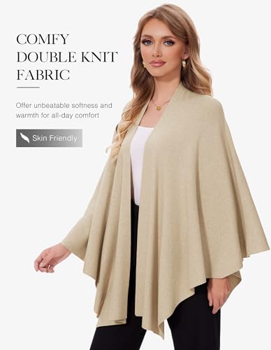 FUGREEN Shawl Wraps for Women Cross Front Poncho Sweater Knitted Elegant Cape for Fall Winter3