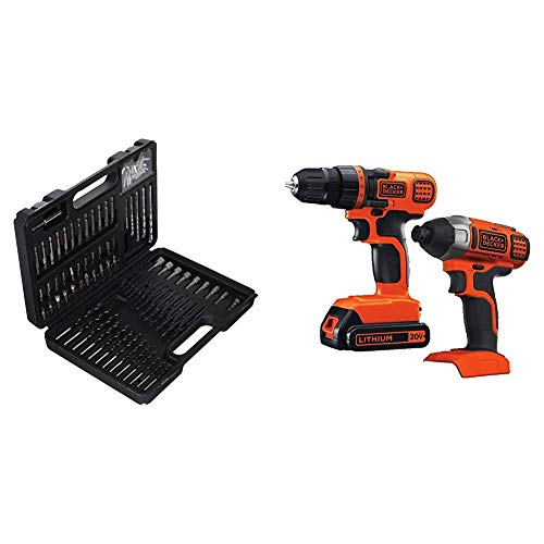Image of BLACK+DECKER BDA91109 Combination Accessory Set, 109-Piece with Black & Decker 20V MAX Drill /Driver Impact Combo Kit