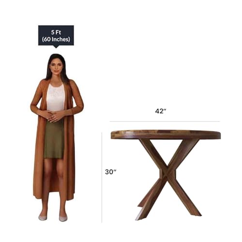 Image of DRIFTINGWOOD Wooden Liana Gordon Dining Table 4 Seater | Dinning Room Table with 4 Chairs | Sheesham Wood, Natural Finish