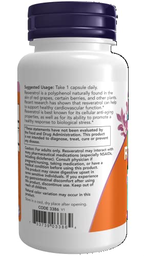 Now Supplements, Extra Strength Resveratrol 350Mg, Natural Trans Resveratrol From 700 Mg Japanese Knotweed Extract, 60 Veg Capsule #TOP2