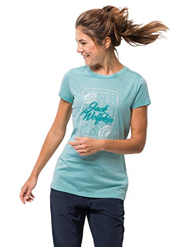 Jack Wolfskin Women's Sea Breeze T Women's Organic Cotton T-shirt,Aqua ,Medium